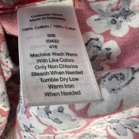 Coldwater Creek Button Up Shirt Womens M Red‎ Floral Long Sleeve Office Career - Picture 6 of 8